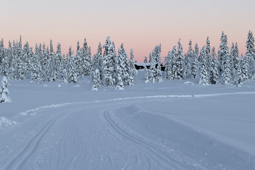 Vegglifjell Vinter Solnedgang Skiløype Landskap Farger